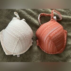Lace Bra Set in Cream and Orange